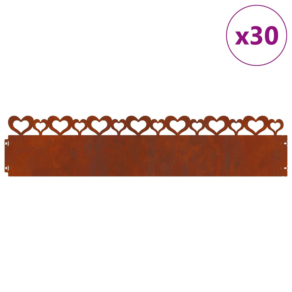 Bordure per prato 30 pz acciaio ruggine 103 x 22 cm