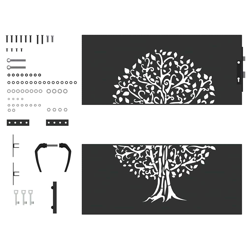Cancello da giardino con blocco nero 85 x 100 cm - Acciaio verniciato