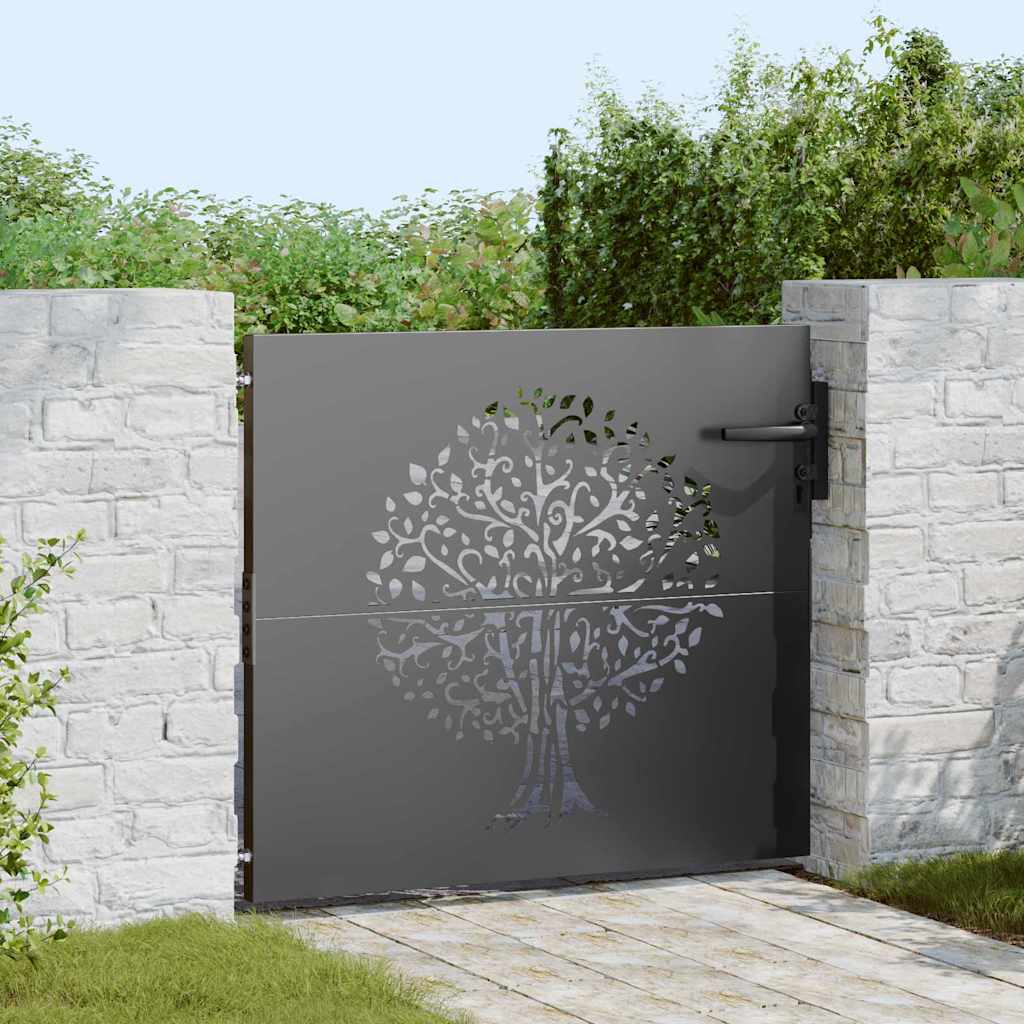 Cancello da giardino con blocco nero 85 x 100 cm - Acciaio verniciato