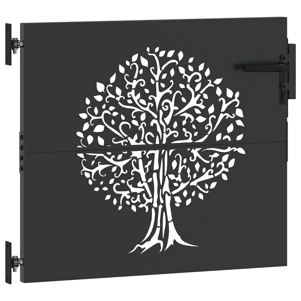 Cancello da giardino con blocco nero 85 x 100 cm - Acciaio verniciato