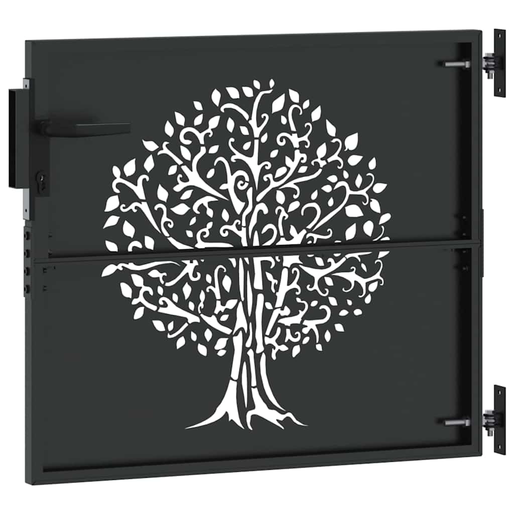 Cancello da giardino con blocco nero 85 x 100 cm - Acciaio verniciato