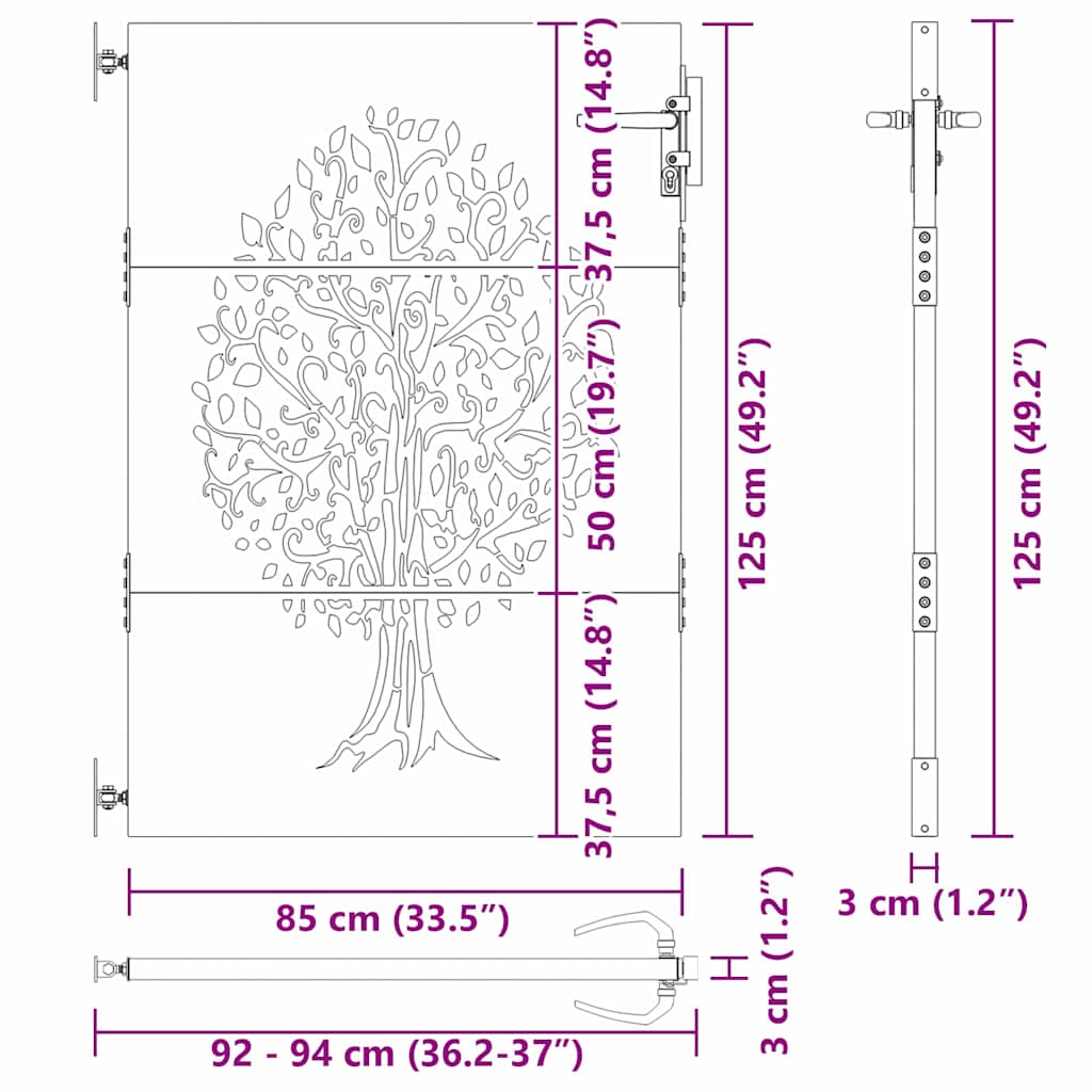 Cancello da Giardino con Blocco Nero 85 x 125 cm