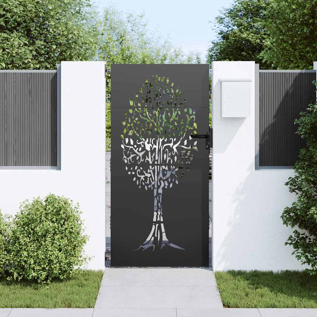 Cancello da giardino con blocco Nero 85 x 175 cm