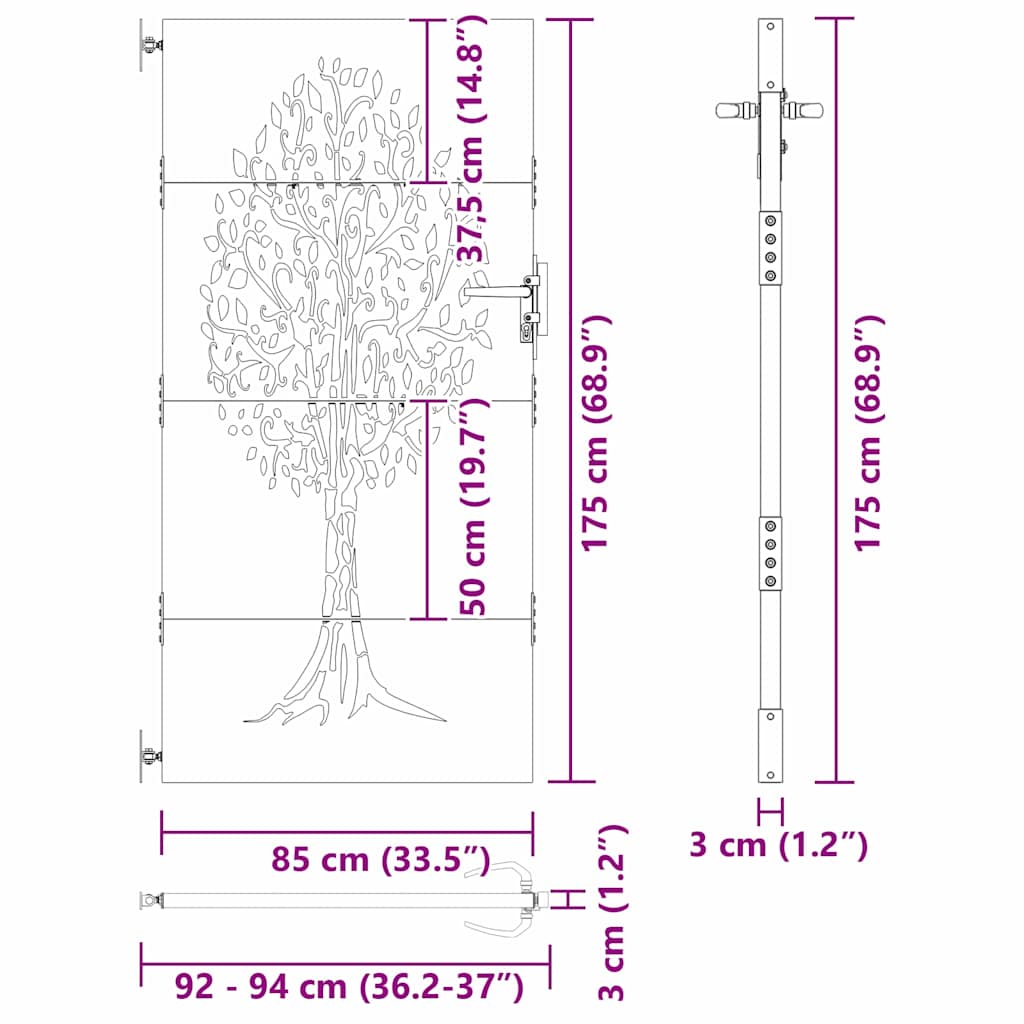 Cancello da giardino con blocco Nero 85 x 175 cm