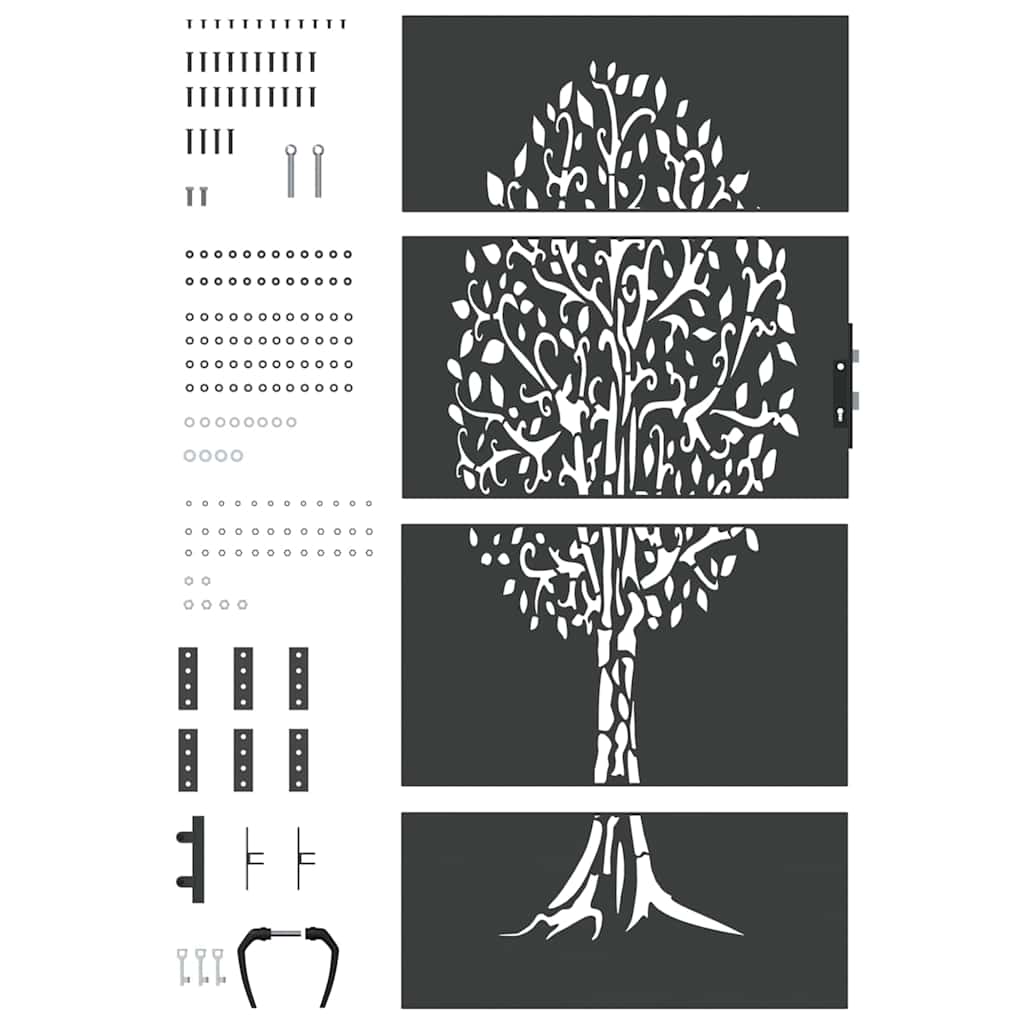 Cancello da Giardino con Blocco Nero 85 x 200 cm - Acciaio Verniciato