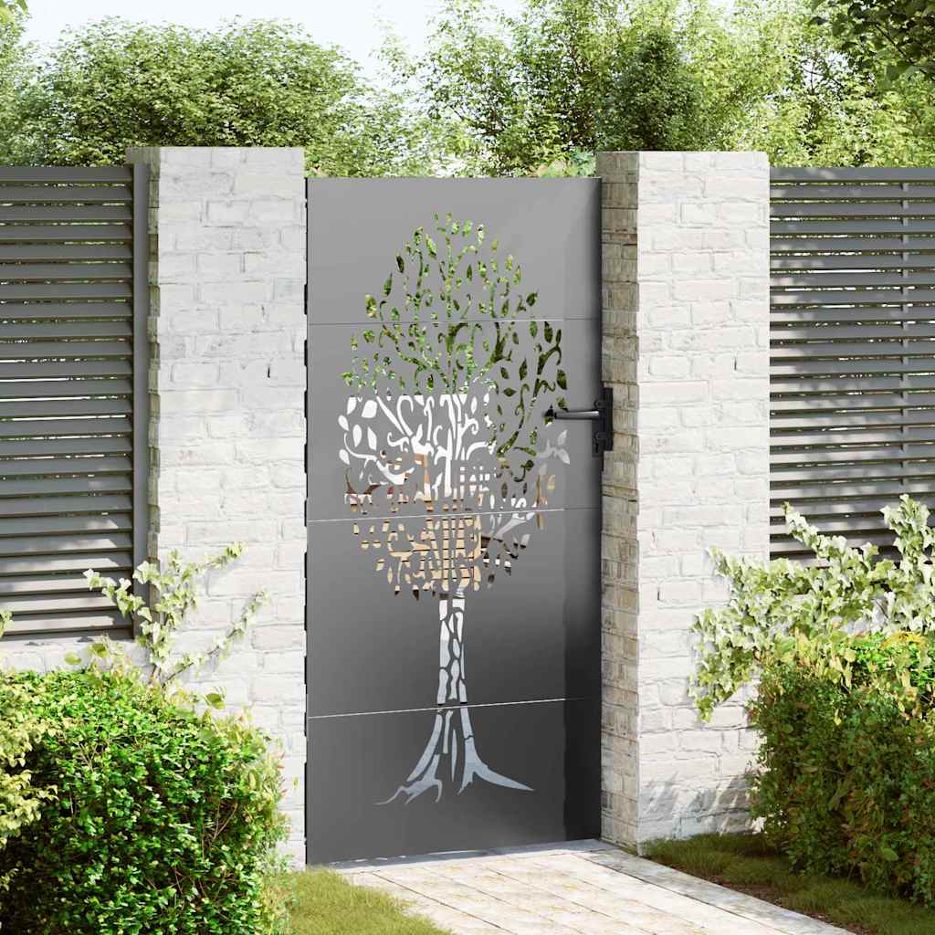 Cancello da Giardino con Blocco Nero 85 x 200 cm - Acciaio Verniciato