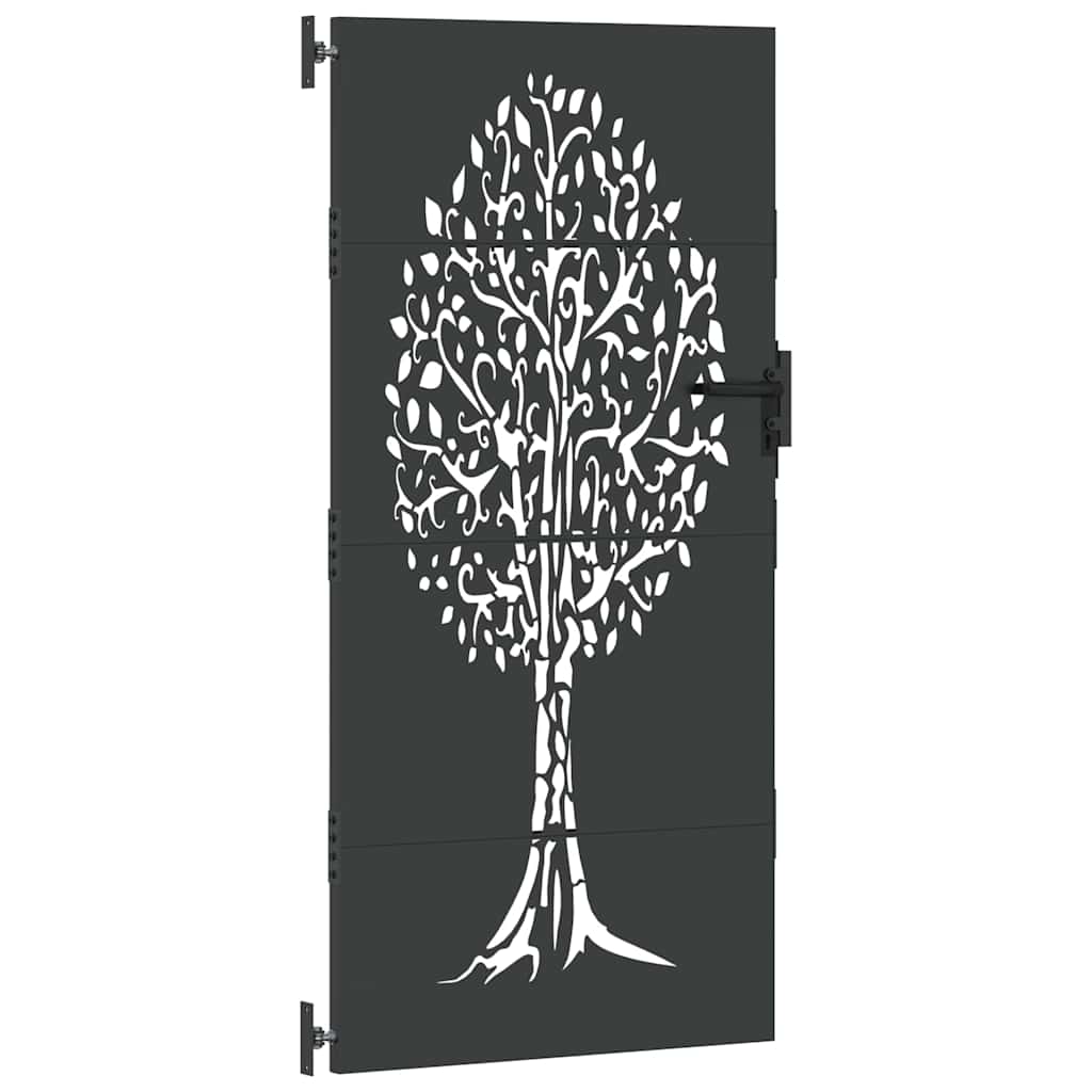 Cancello da Giardino con Blocco Nero 85 x 200 cm - Acciaio Verniciato