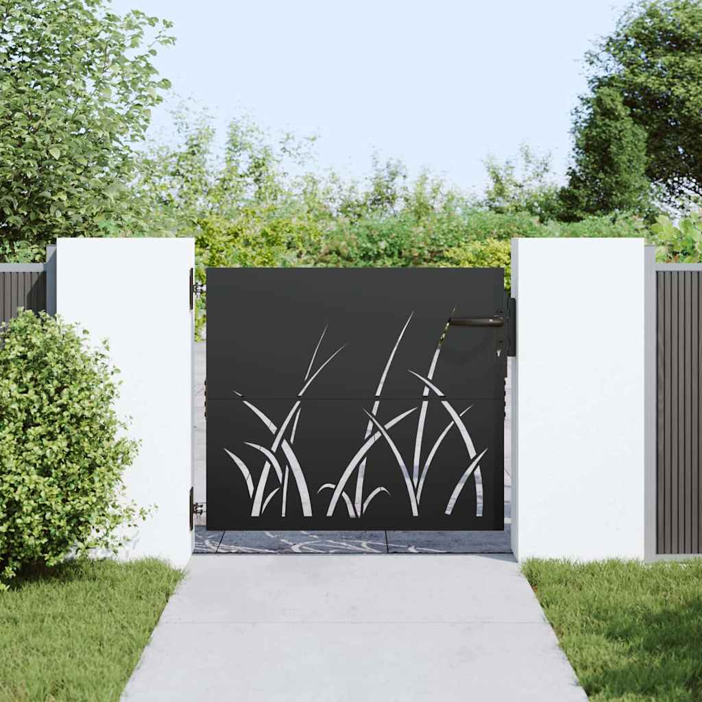 Cancello da Giardino con Serratura Nero 85 x 100 cm