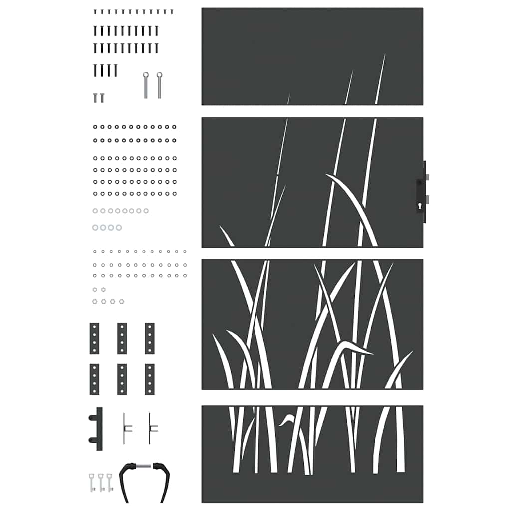 Cancello da giardino con serratura a chiave in acciaio nero 85 x 175 cm