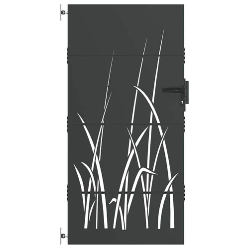 Cancello da giardino con serratura a chiave in acciaio nero 85 x 175 cm