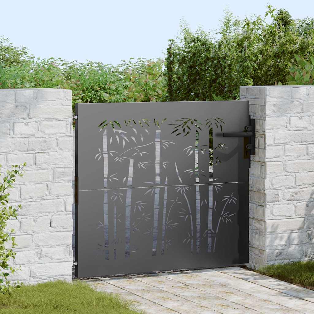 Cancello da Giardino 85 x 100 cm Acciaio Verniciato a Polvere Nero