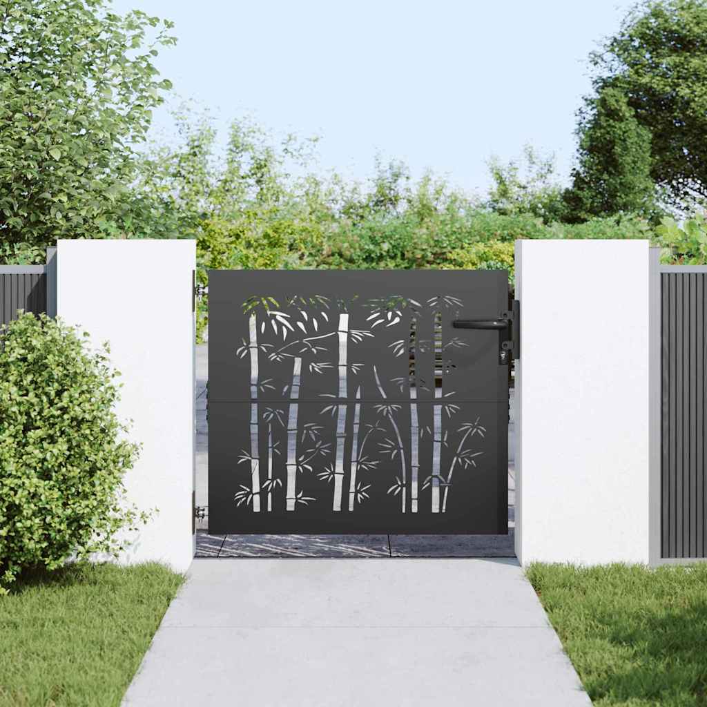 Cancello da Giardino 85 x 100 cm Acciaio Verniciato a Polvere Nero