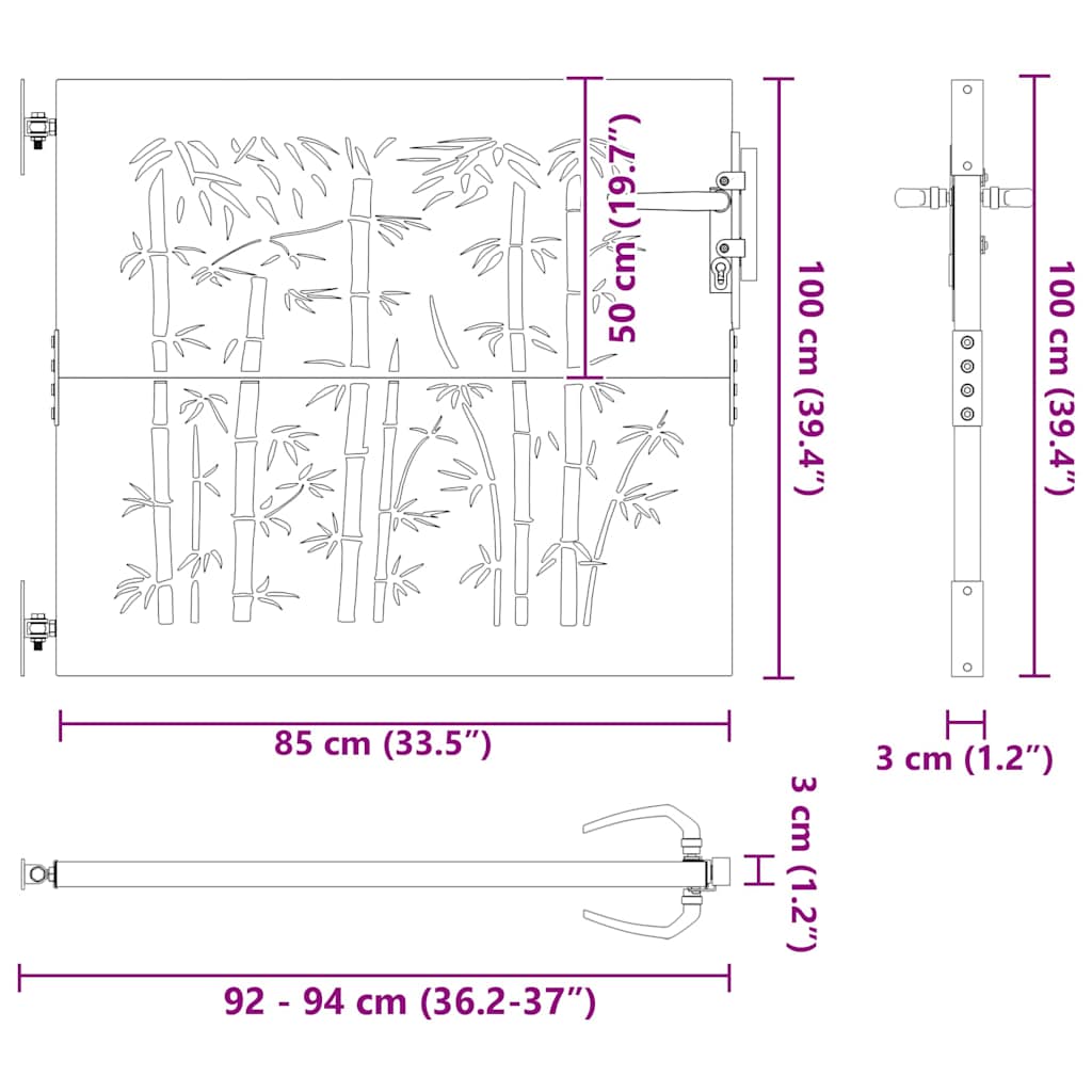 Cancello da Giardino 85 x 100 cm Acciaio Verniciato a Polvere Nero