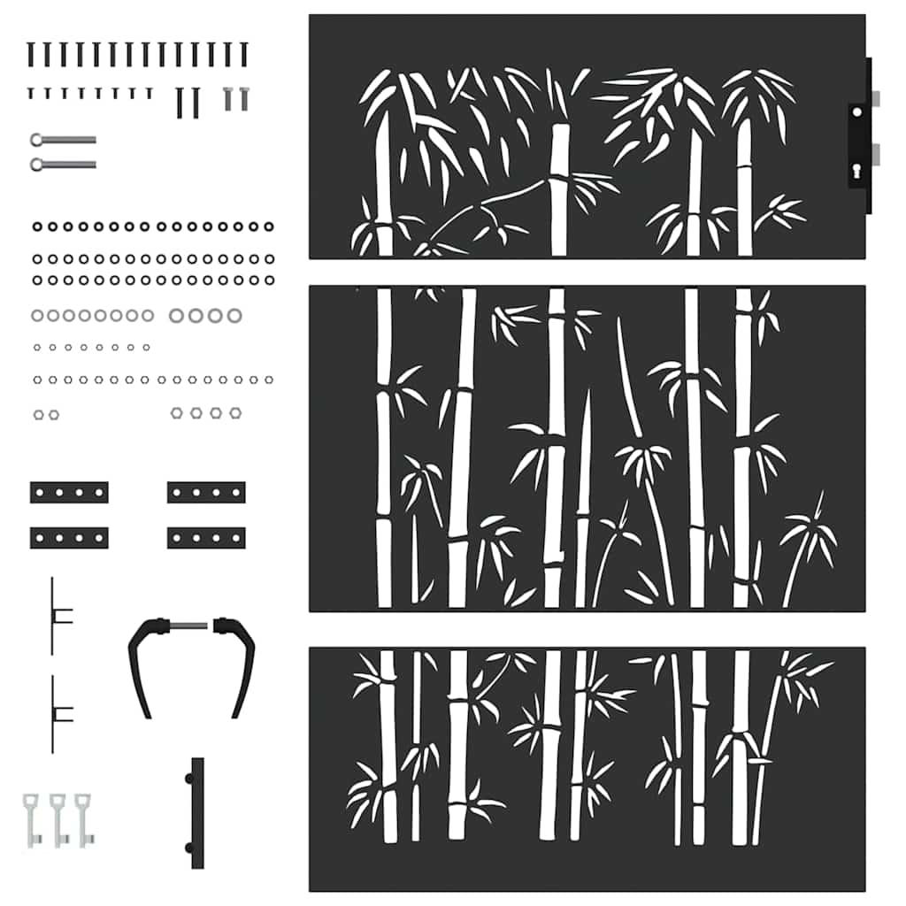 Cancello da giardino con blocco Nero 85 x 125 cm