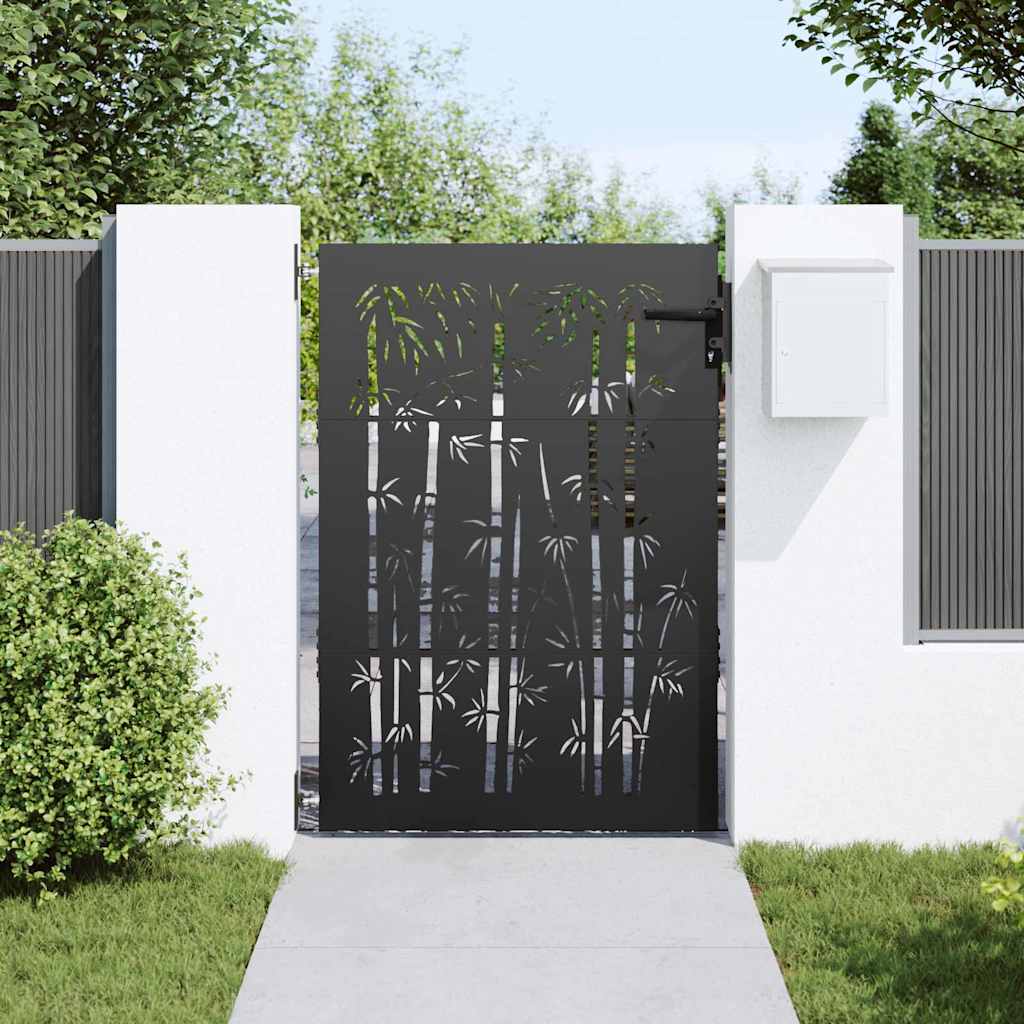 Cancello da giardino con blocco Nero 85 x 125 cm