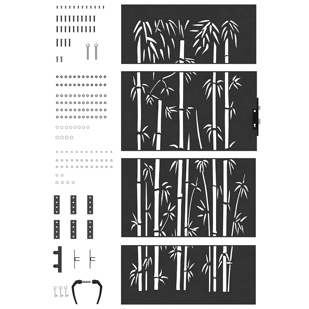 Cancello da Giardino 85 x 175 cm Acciaio Verniciato a Polvere Motivo Bambù