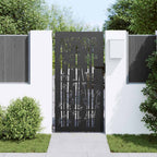 Cancello da Giardino 85 x 175 cm Acciaio Verniciato a Polvere Motivo Bambù