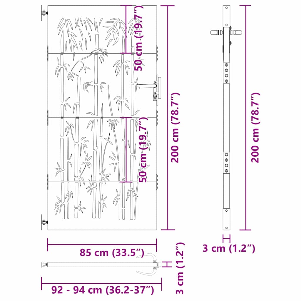 Cancello da giardino con blocco Nero 85 x 200 cm