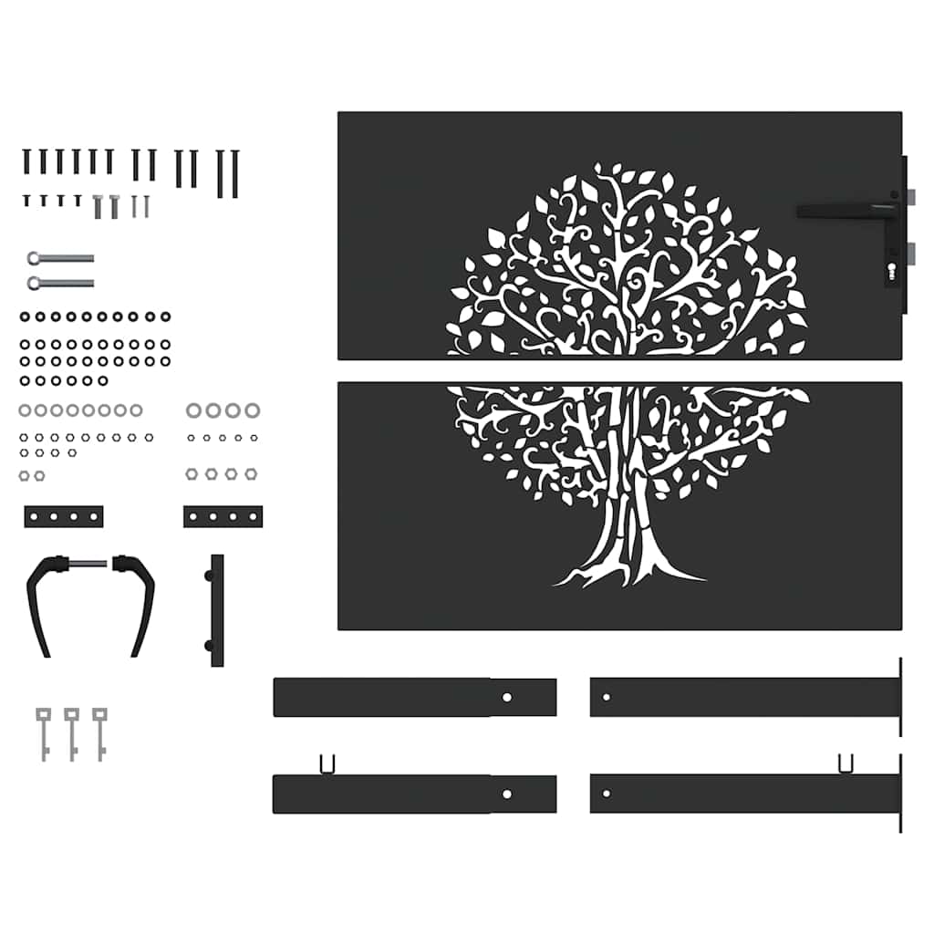 Cancello da giardino con blocco nero 110 x 105 cm