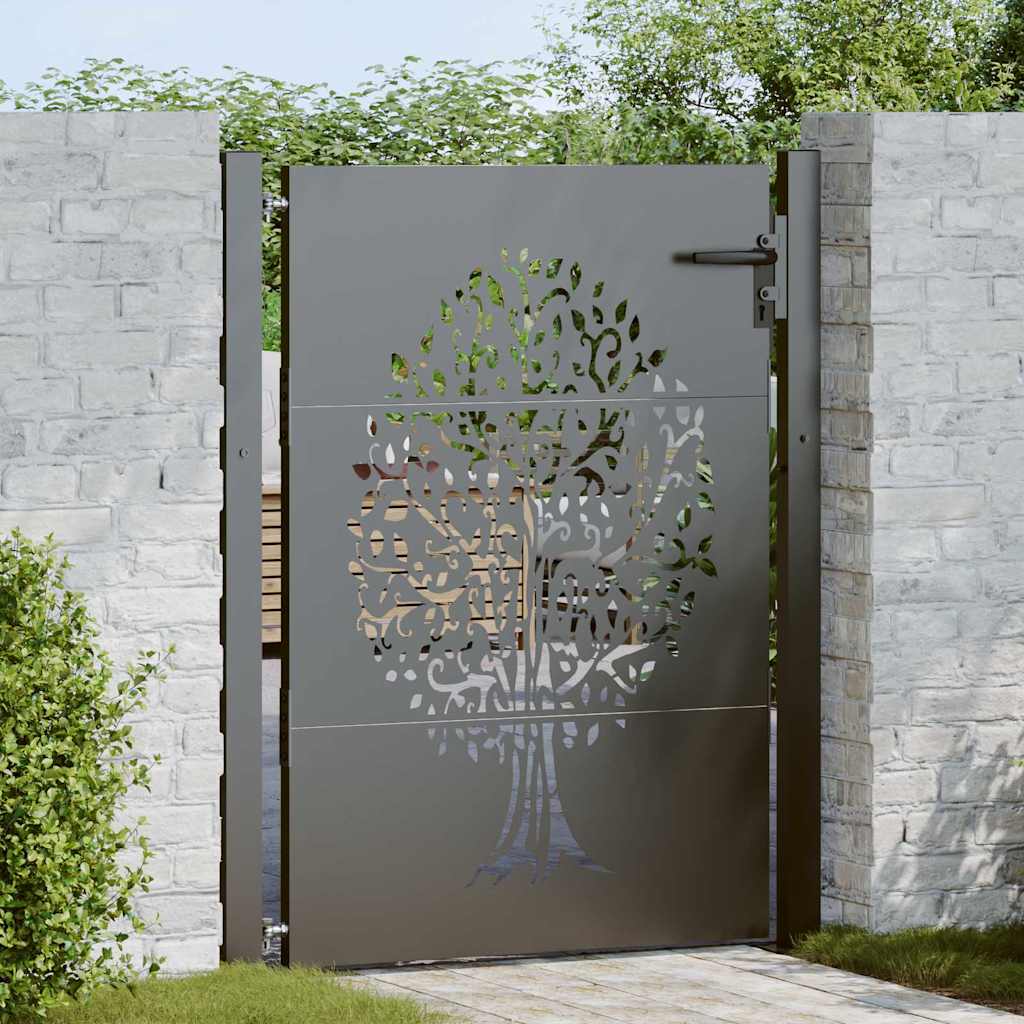 Cancello da giardino in acciaio con blocco nero 110 x 155 cm