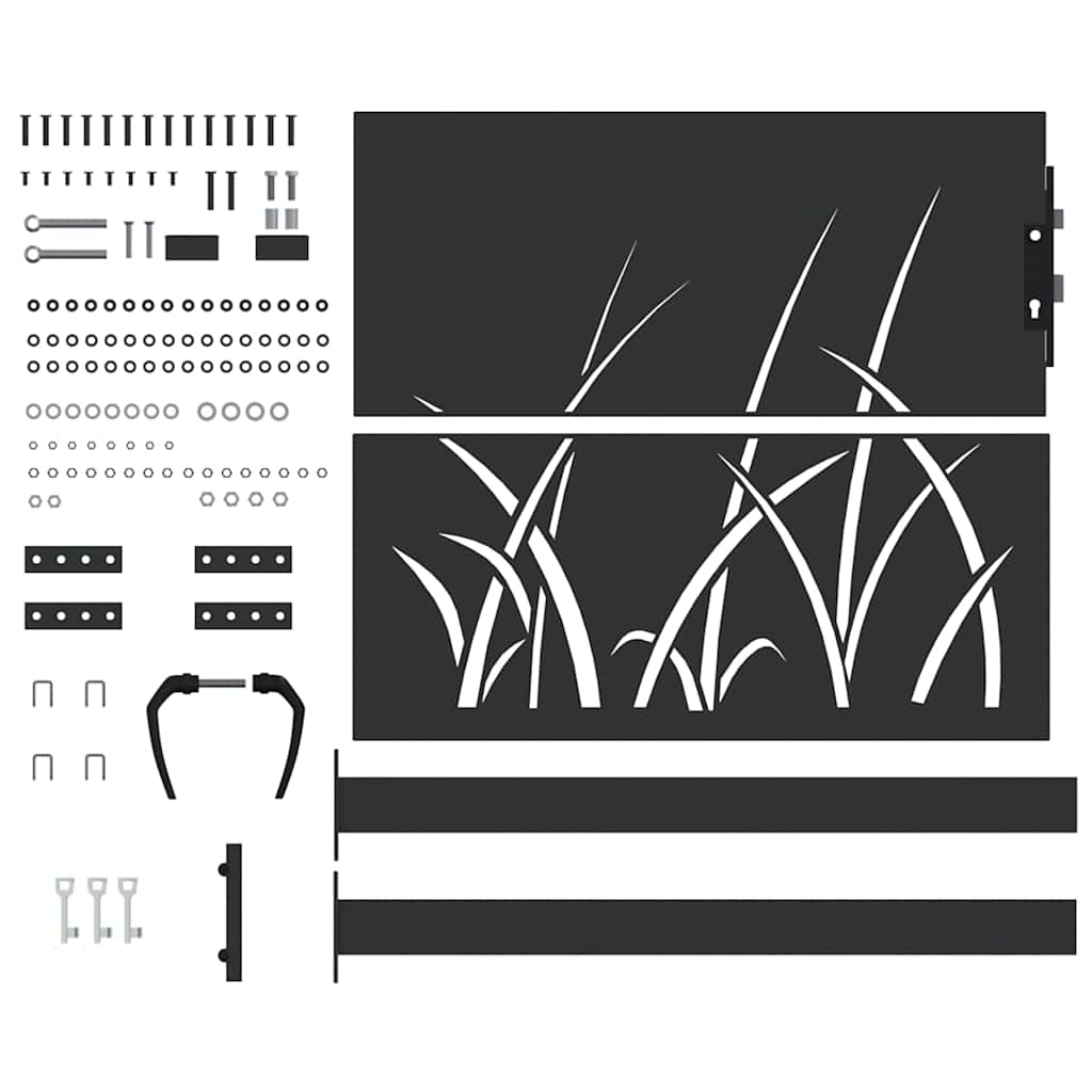 Cancello da giardino con serratura a catenaccio nero 110 x 105 cm