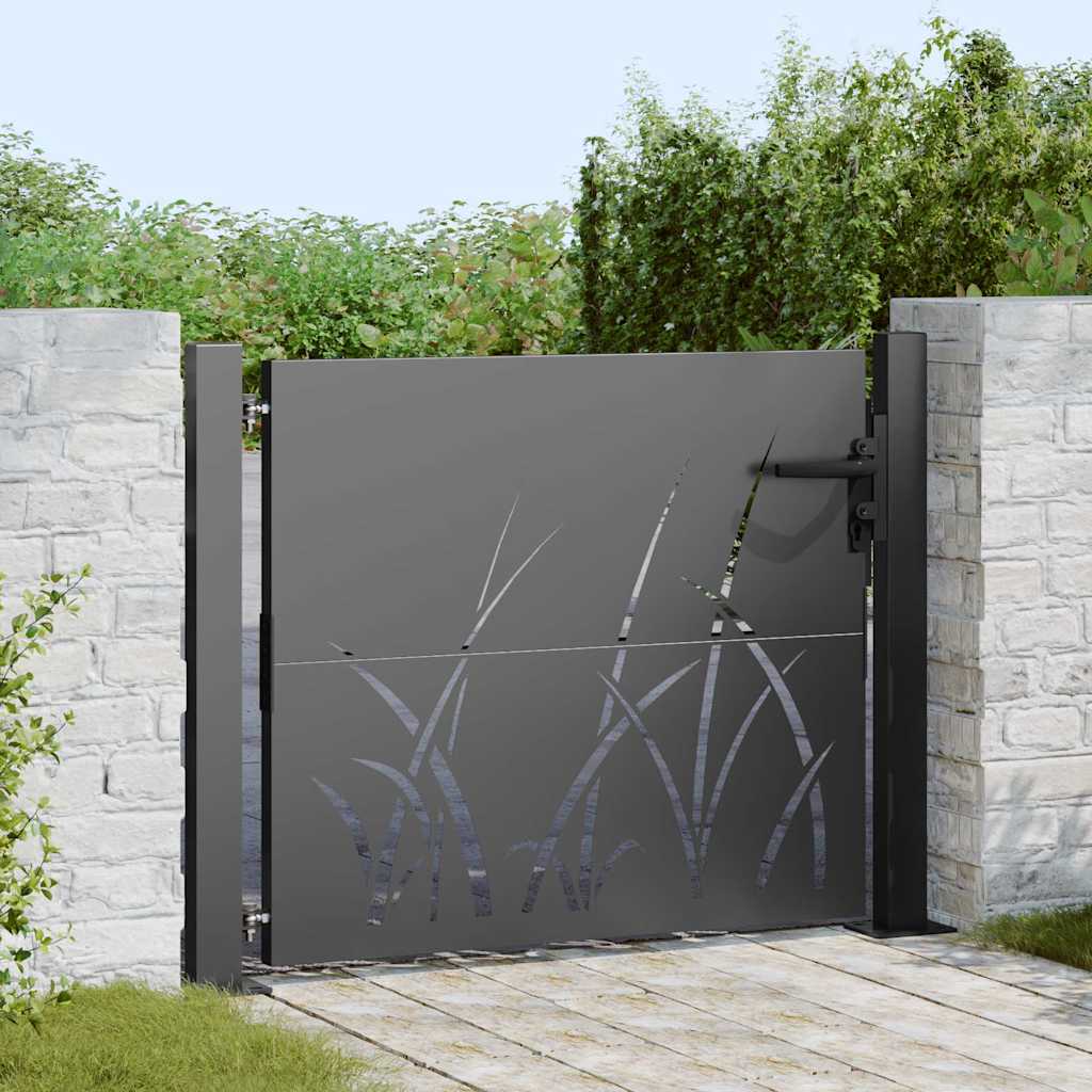 Cancello da giardino con serratura a catenaccio nero 110 x 105 cm
