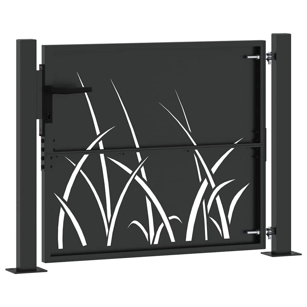 Cancello da giardino con serratura a catenaccio nero 110 x 105 cm
