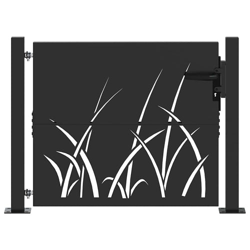Cancello da giardino con serratura a catenaccio nero 110 x 105 cm