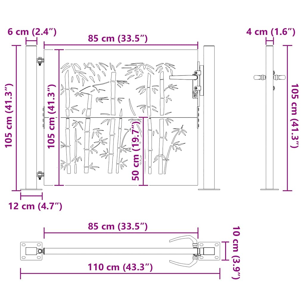 Cancello da giardino con blocco nero 110 x 105 cm