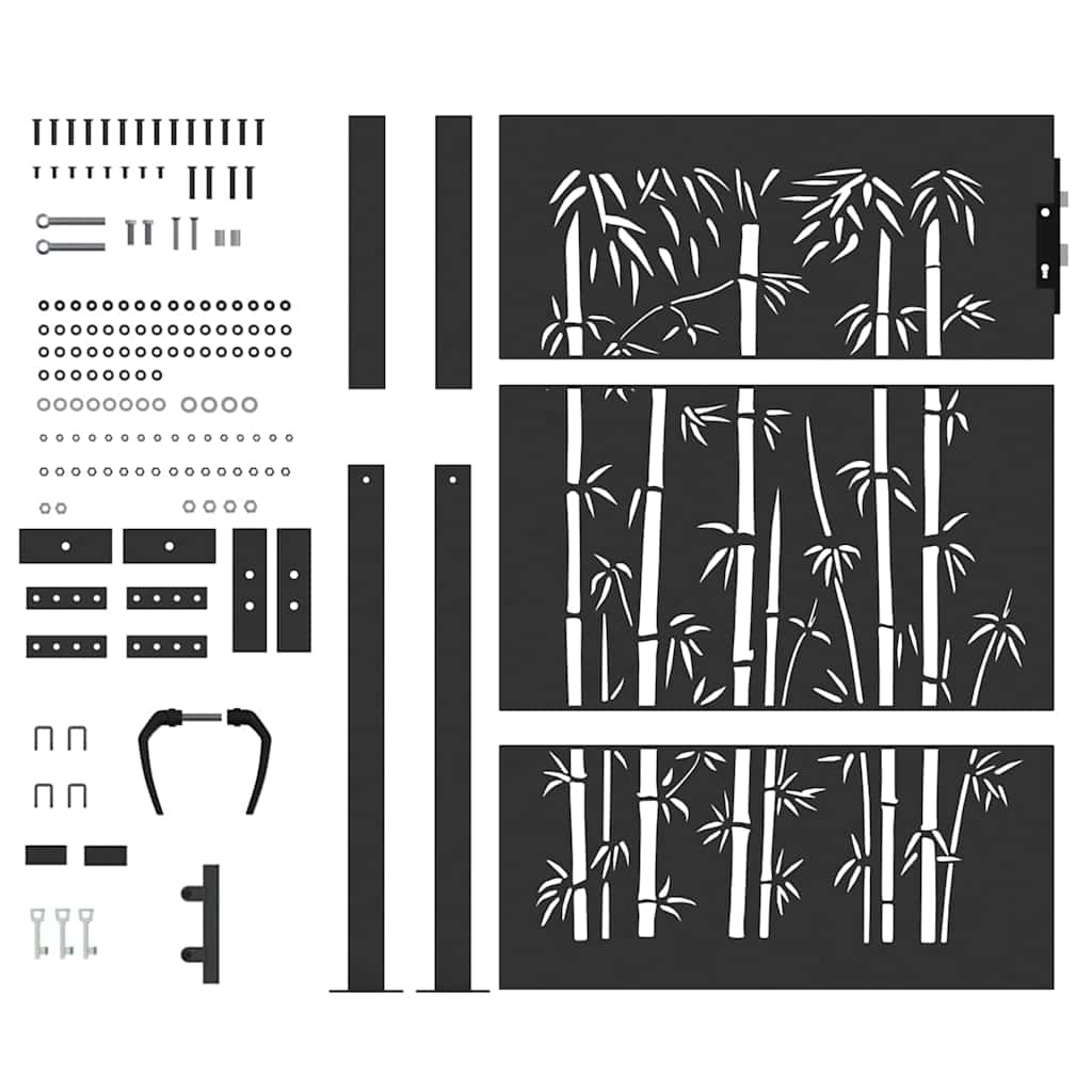 Cancello da giardino con blocco Nero 110 x 155 cm