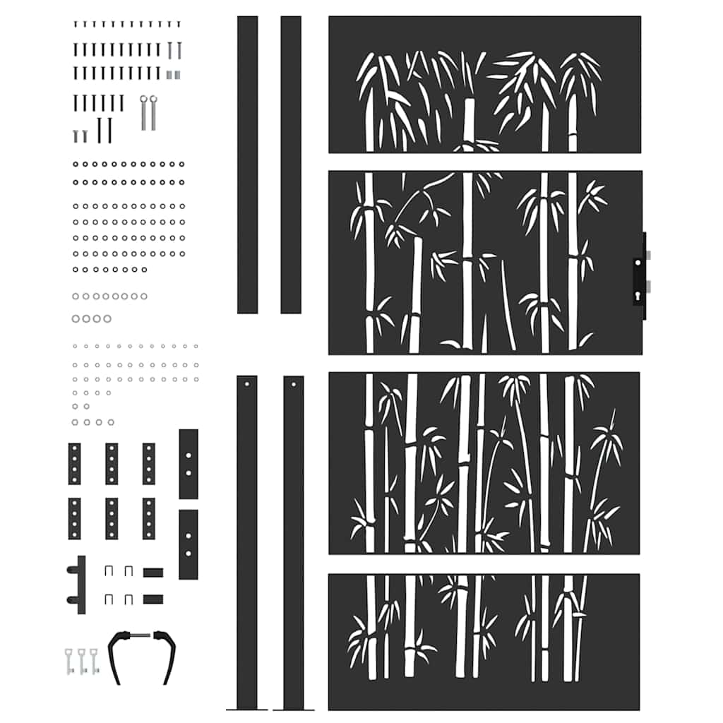 Cancello da Giardino con Serratura a Catenaccio Nero 110 x 180 cm