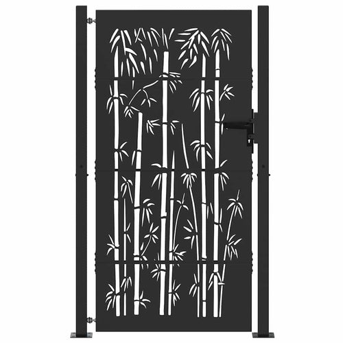 Cancello da Giardino con Serratura a Catenaccio Nero 110 x 180 cm