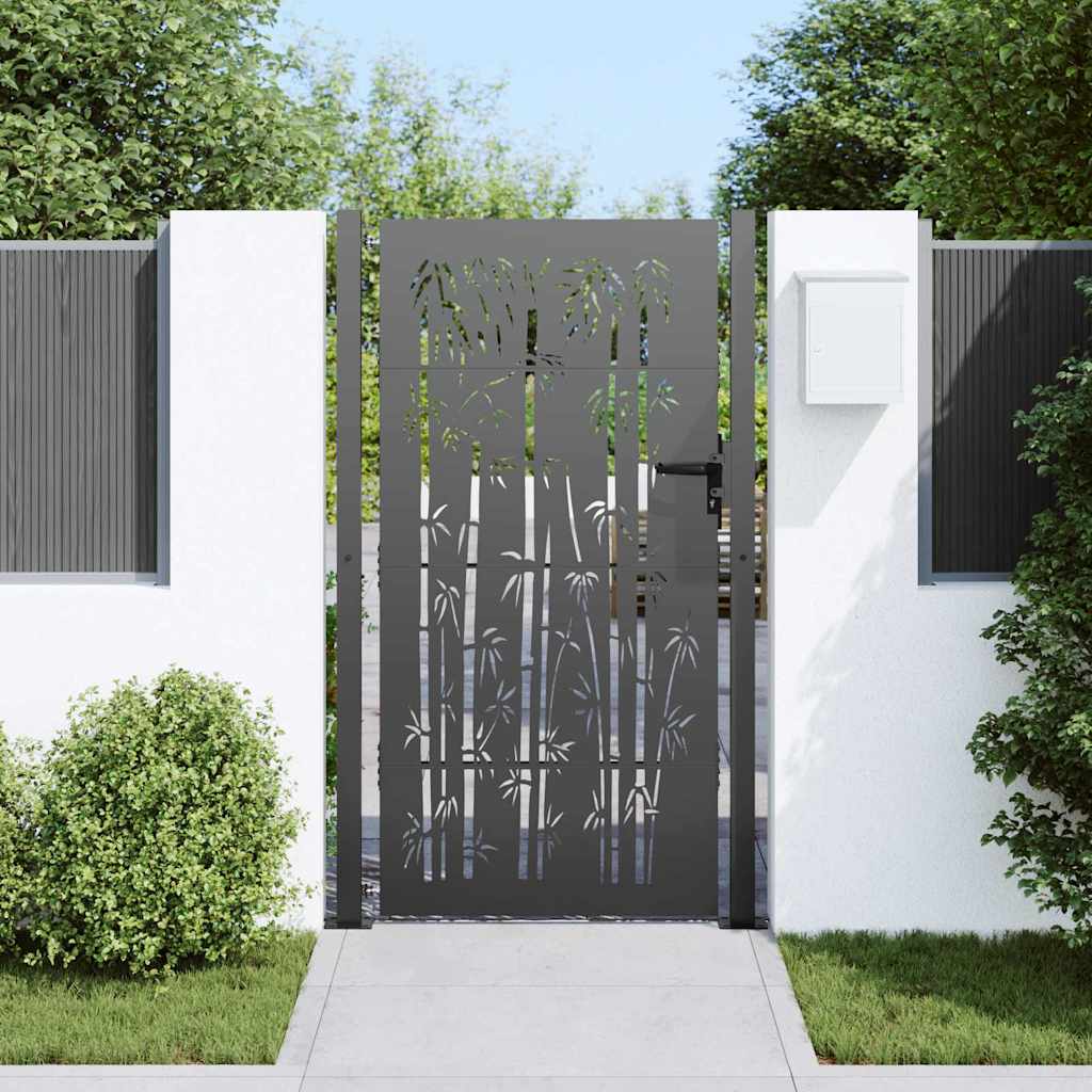 Cancello da giardino con serratura a catenaccio nero 110 x 205 cm