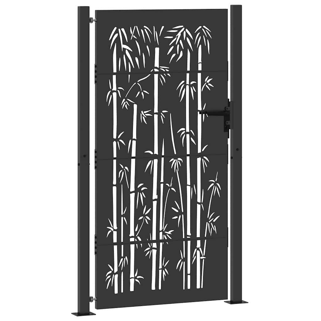 Cancello da giardino con serratura a catenaccio nero 110 x 205 cm