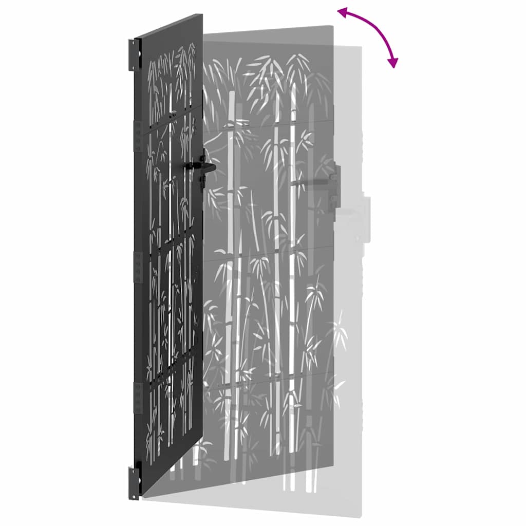 Cancello da giardino con serratura a catenaccio nero 110 x 205 cm