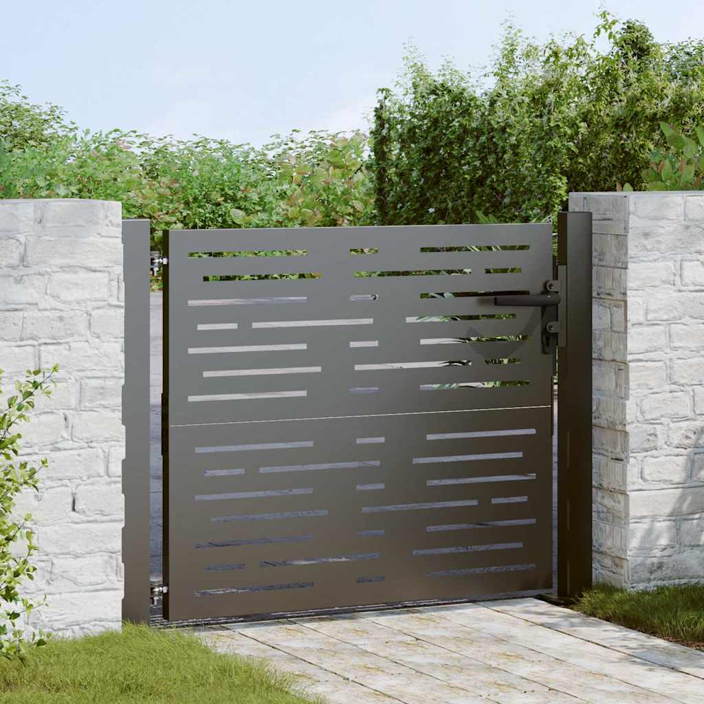 Cancello da giardino con serratura a cilindro Nero 110 x 105 cm