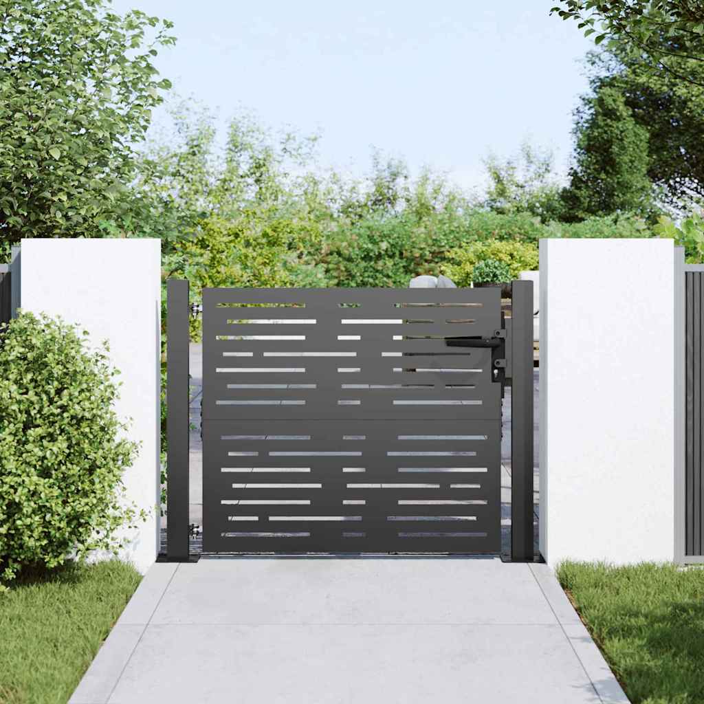 Cancello da giardino con serratura a cilindro Nero 110 x 105 cm