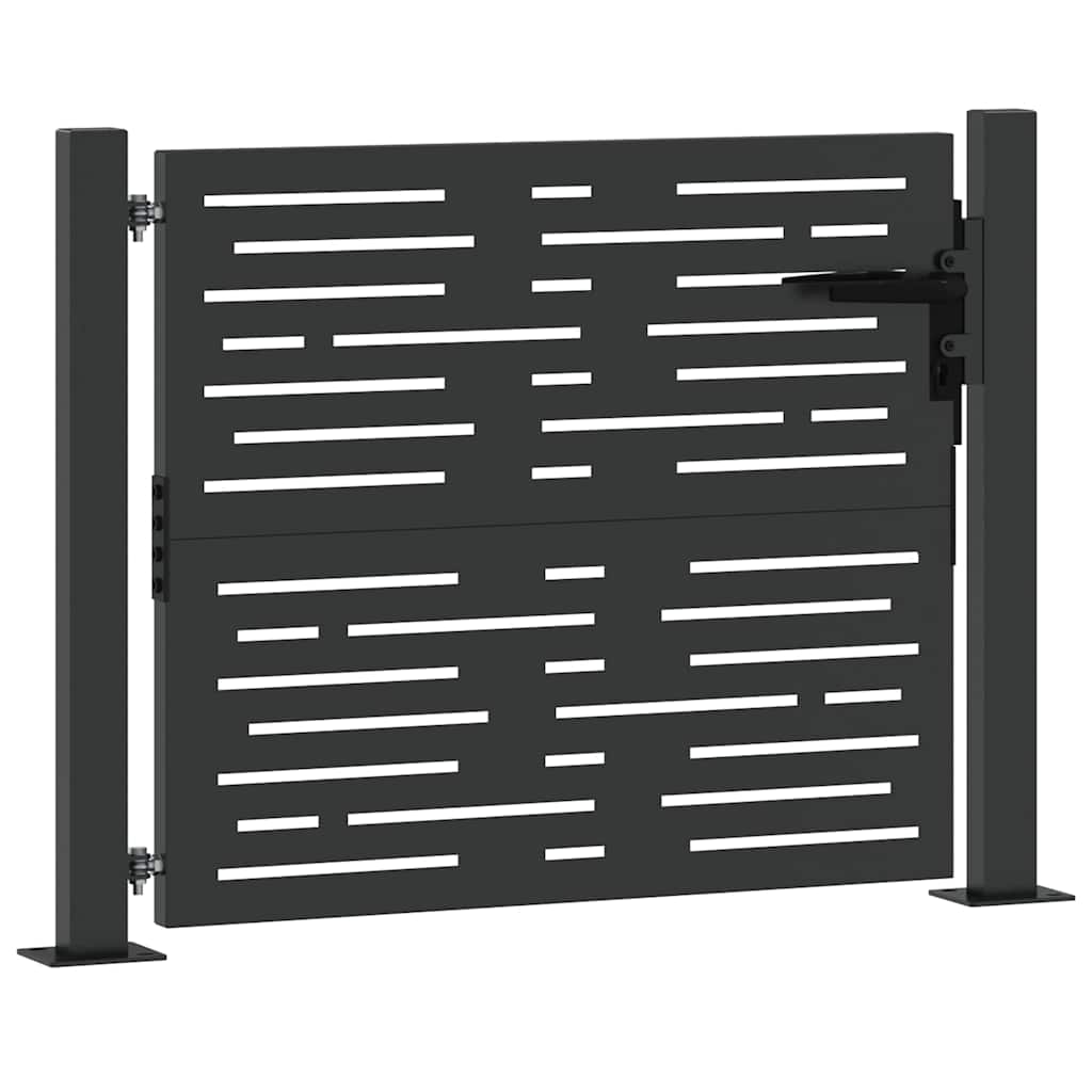Cancello da giardino con serratura a cilindro Nero 110 x 105 cm
