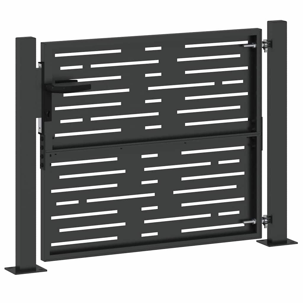 Cancello da giardino con serratura a cilindro Nero 110 x 105 cm