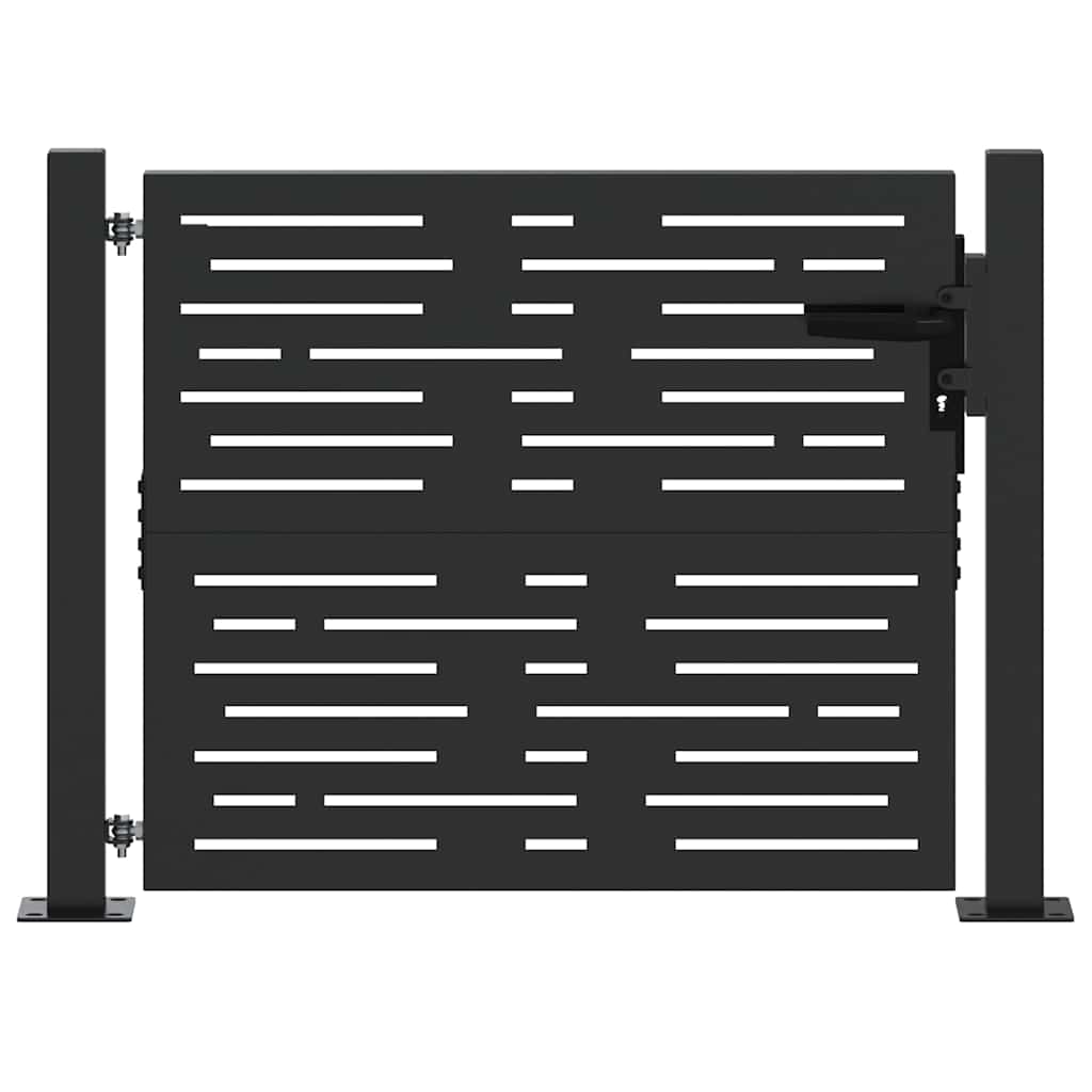 Cancello da giardino con serratura a cilindro Nero 110 x 105 cm