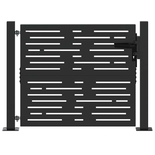 Cancello da giardino con serratura a cilindro Nero 110 x 105 cm