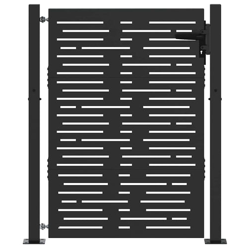 Cancello da giardino con serratura a cilindro nero 110 x 130 cm