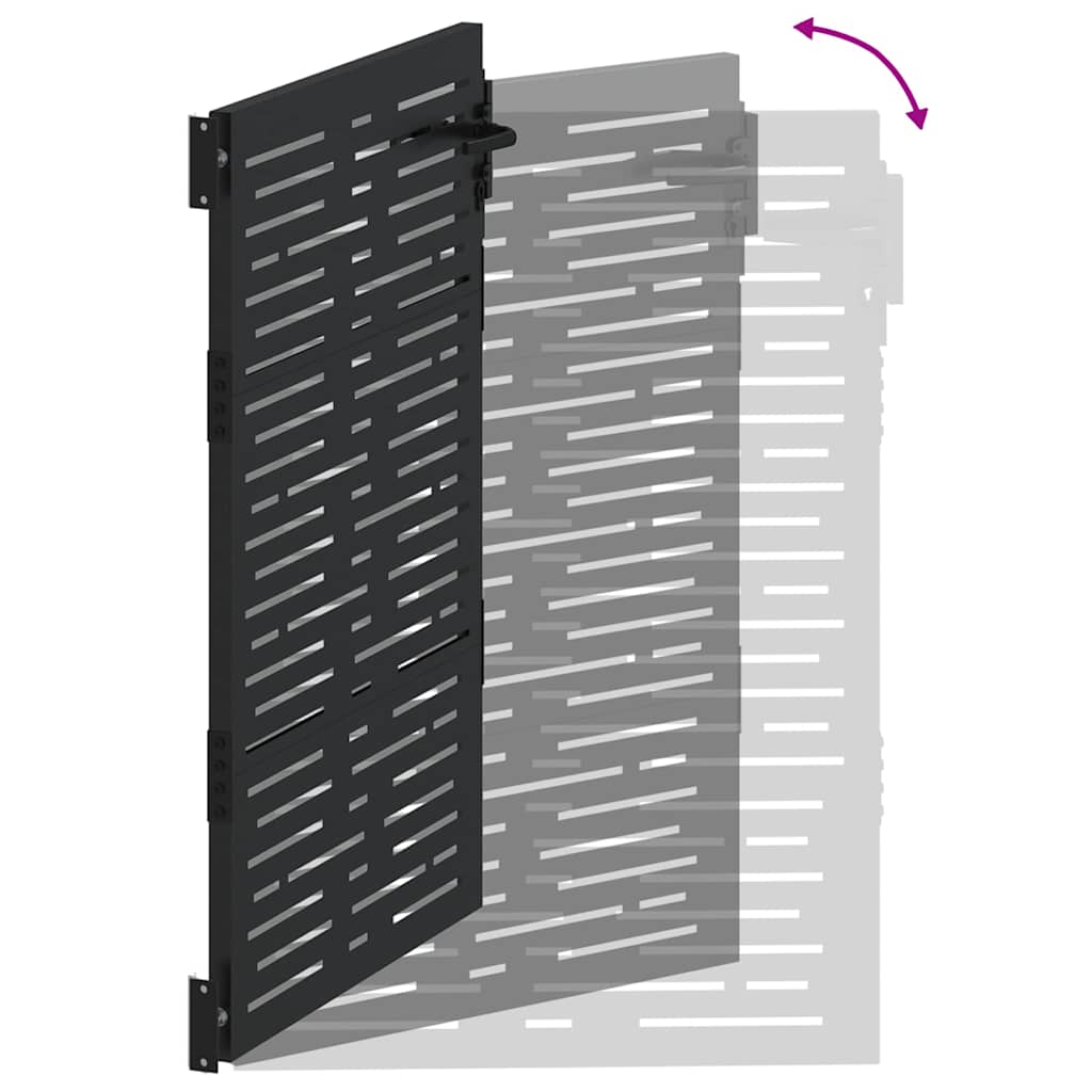 Cancello da giardino con serratura a cilindro nero 110 x 130 cm