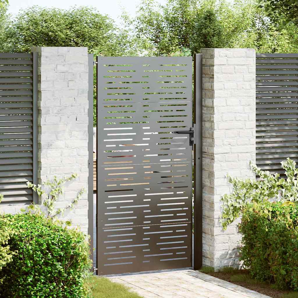 Cancello da giardino con serratura a cilindro nero 110 x 205 cm