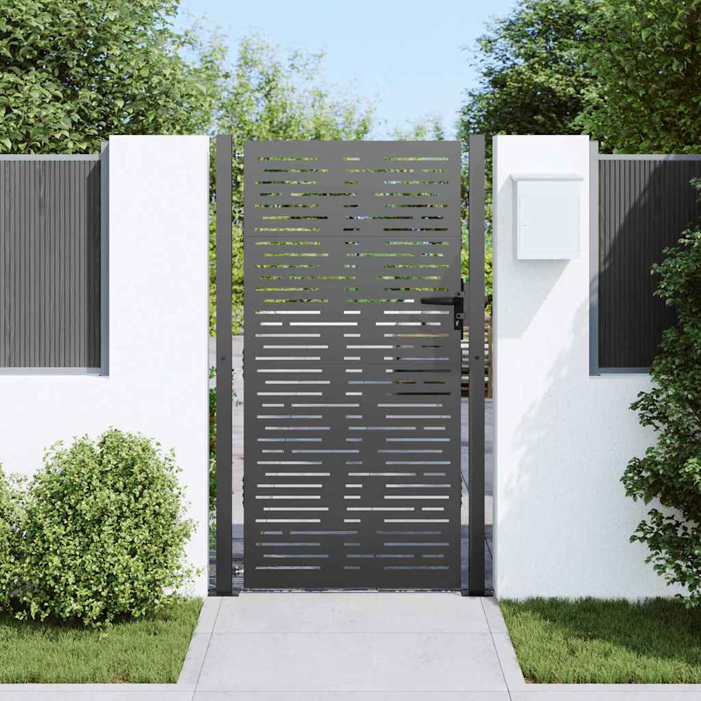 Cancello da giardino con serratura a cilindro nero 110 x 205 cm