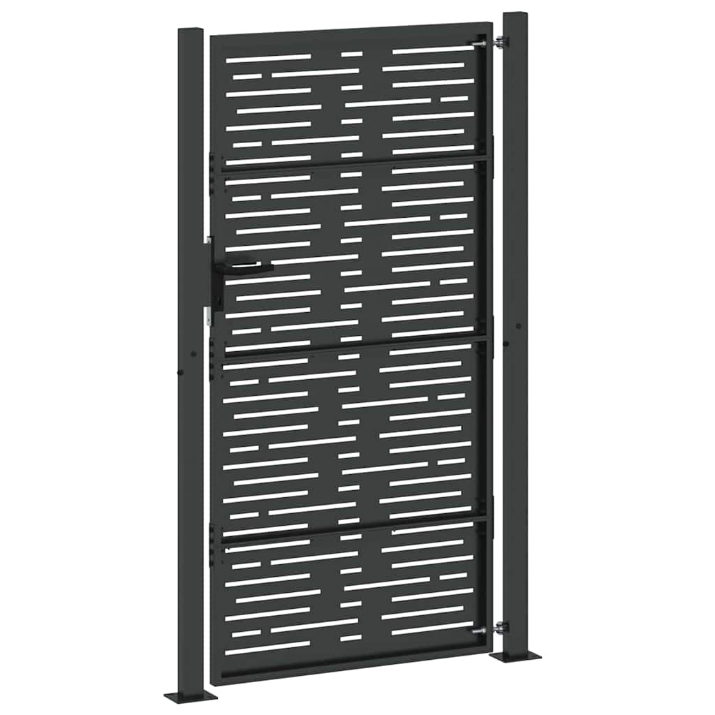 Cancello da giardino con serratura a cilindro nero 110 x 205 cm