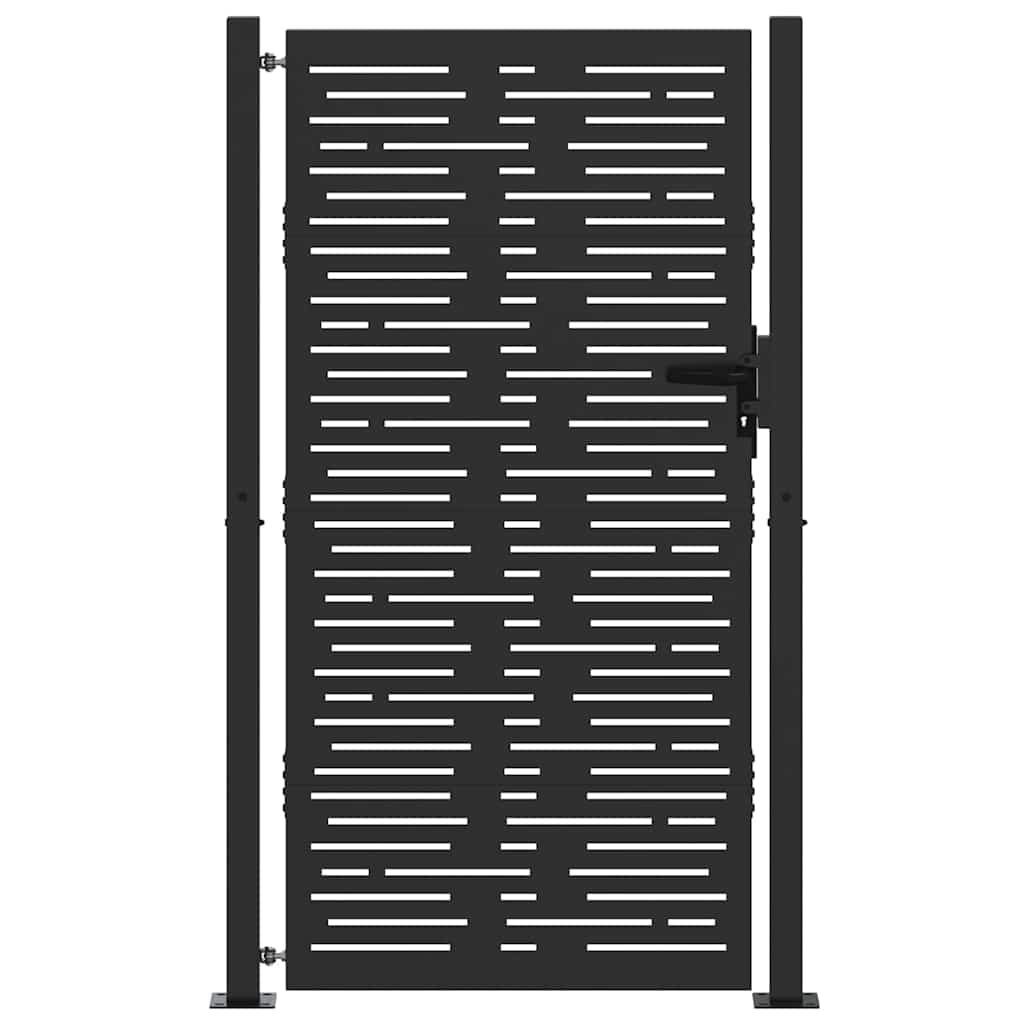 Cancello da giardino con serratura a cilindro nero 110 x 205 cm