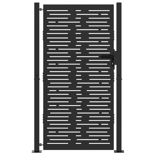 Cancello da giardino con serratura a cilindro nero 110 x 205 cm