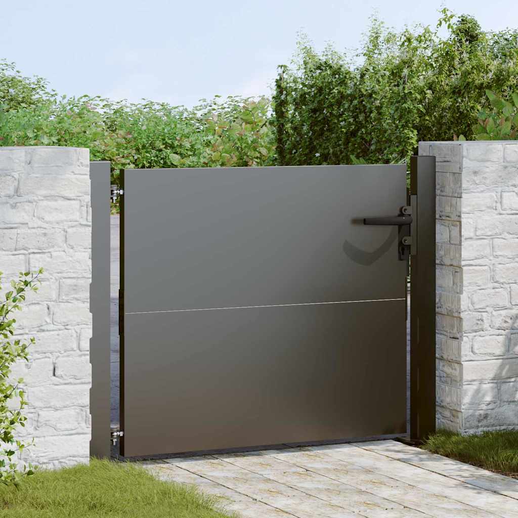 Cancello da Giardino in Acciaio con Serratura a Catenaccio Nero 110 x 105 cm