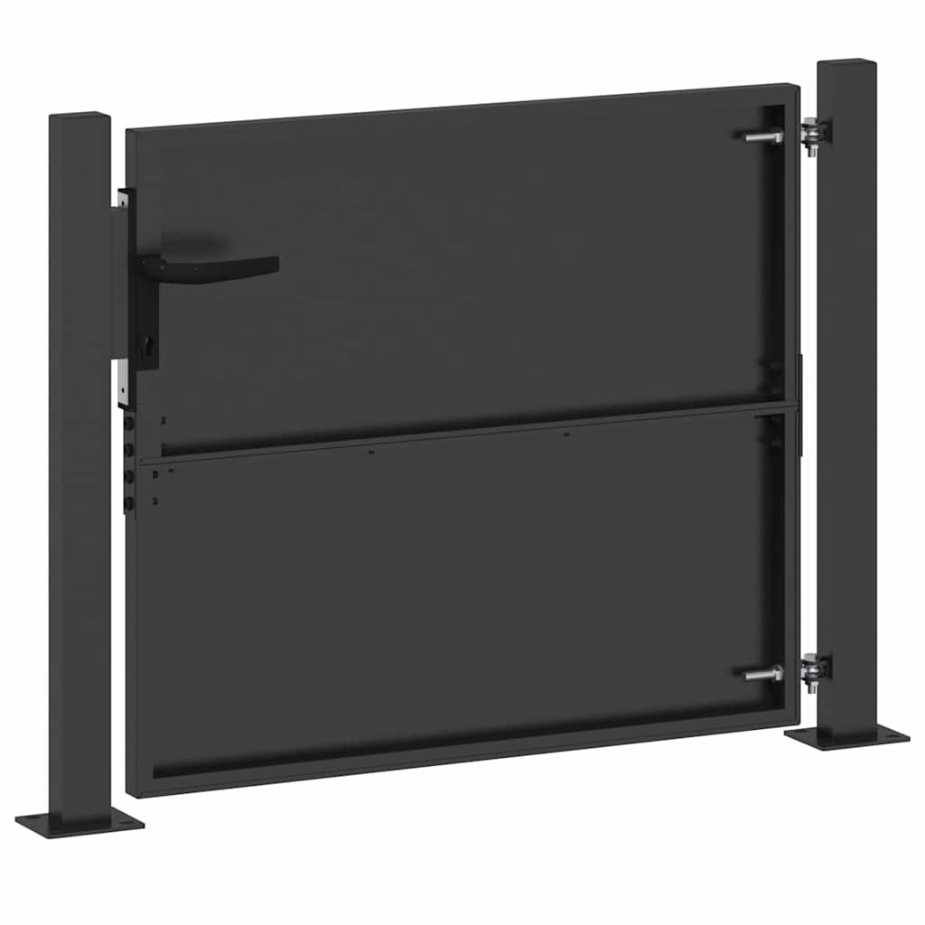 Cancello da Giardino in Acciaio con Serratura a Catenaccio Nero 110 x 105 cm